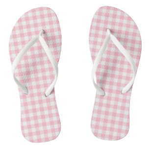 Gingham-Karos, rosa und weiße Mittelformat Badesandalen
