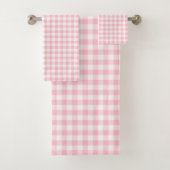 Gingham-Karos, rosa und weiße Mittelformat Badhandtuch Set (Insitu)