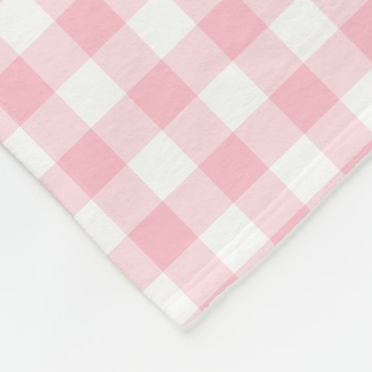 Gingham-Karos, rosa und weiße Mittelformat Fleecedecke (Ecke)