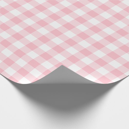 Gingham-Karos, rosa und weiße Mittelformat Geschenkpapier (Ecke)