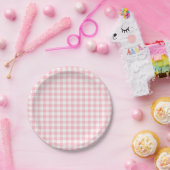 Gingham-Karos, rosa und weiße Mittelformat Pappteller (Party)