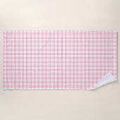 Gingham-Karos, rosa und weiße Mittelformat Strandtuch (Vorderseite)