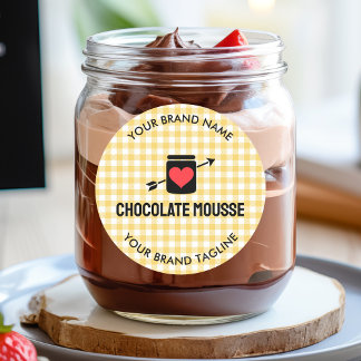 Gingham Karos Yellow Pattern Jar Label Business Runder Aufkleber