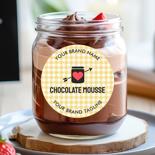 Gingham Karos Yellow Pattern Jar Label Business Runder Aufkleber