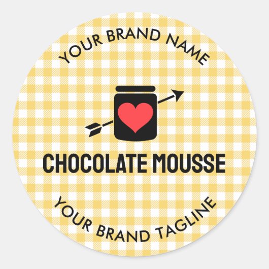 Gingham Karos Yellow Pattern Jar Label Business Runder Aufkleber (Vorderseite)