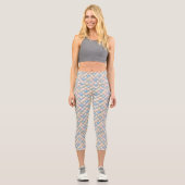 Gingham-Kathedralfenster-Quilt-Design Capri Leggings (Vorderseite)