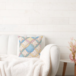 Gingham-Kathedralfenster-Quilt-Design Kissen