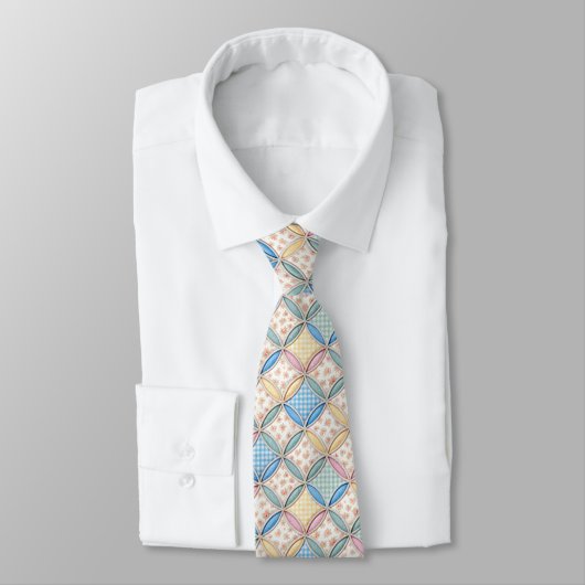 Gingham-Kathedralfenster-Quilt-Design Krawatte (Gebunden)