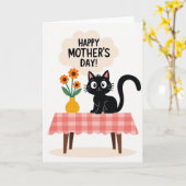 Gingham-Katze-Blumen-Grußkarte Karte (Gelbe Blume)