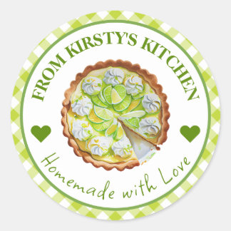 Gingham Key Limon Pie Label für hausgemachte Wasse Runder Aufkleber