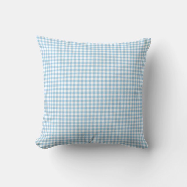 Gingham-Kissen im Cornflower-Blau Kissen (Vorderseite)