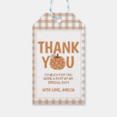Gingham Kleiner Kürbis Gefallen Danke Tag Geschenkanhänger (Vorderseite)