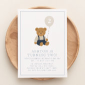 Gingham, kleiner Teddybär Geburtstag Einladung