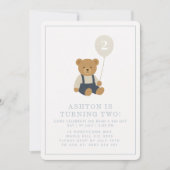 Gingham, kleiner Teddybär Geburtstag Einladung (Vorderseite)