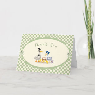 Gingham Kleines Entlein Familie Entenbaby-Party Dankeskarte
