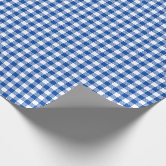 Gingham-Kobalt-Blau-Packpapier Geschenkpapier (Ecke)