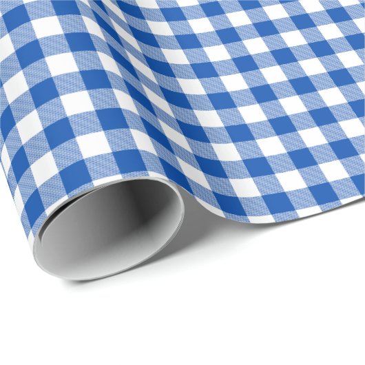 Gingham-Kobalt-Blau-Packpapier Geschenkpapier (Rolleneckpunkt)