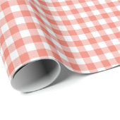 Gingham-Korallen-Packpapier Geschenkpapier (Rolleneckpunkt)