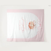 Gingham-Kürbis-Baby-Shower-Torbogen-Hintergrund-Ta Wandteppich (Vorderseite (Horizontal))