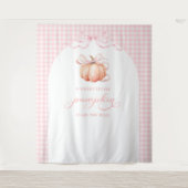 Gingham-Kürbis-Baby-Shower-Torbogen-Hintergrund-Ta Wandteppich (Vorderseite)