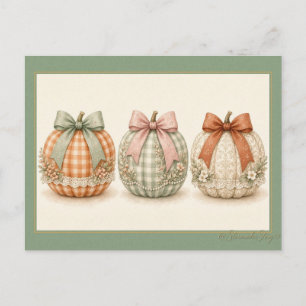 Gingham-Kürbis-Trio mit Schleifen Postkarte