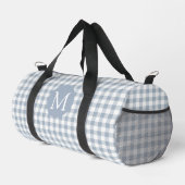Gingham Küsten-Preppy-Karo Blau-Weiß-Monogramm Duffle Bag (Rechte Ecke)