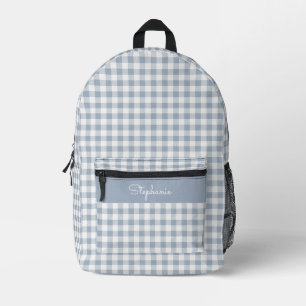 Gingham Küstenkariert Preppy Check Blau Weiß Name Bedruckter Rucksack