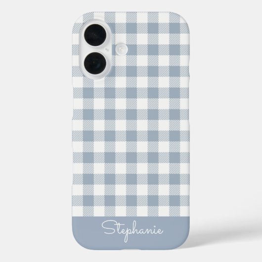 Gingham Küstenkariert Preppy Check Blau Weiß Name Case-Mate iPhone Hülle (Rückseite)