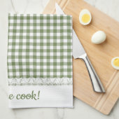 Gingham Lace und Name in Highland Green Geschirrtuch (Viertel Falte)