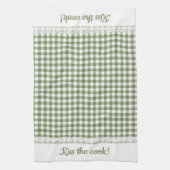 Gingham Lace und Name in Highland Green Geschirrtuch (Vertikal)