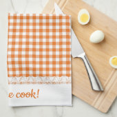 Gingham Lace und Name in Tango Orange Geschirrtuch (Viertel Falte)