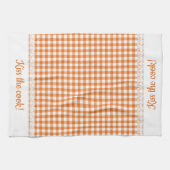 Gingham Lace und Name in Tango Orange Geschirrtuch (Horizontal)