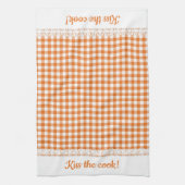 Gingham Lace und Name in Tango Orange Geschirrtuch (Vertikal)