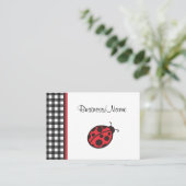 Gingham Ladybug Business Card Visitenkarte (Stehend Vorderseite)
