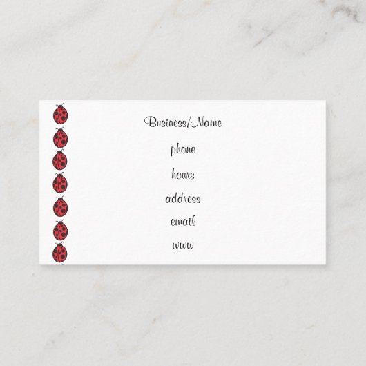Gingham Ladybug Business Card Visitenkarte (Rückseite)