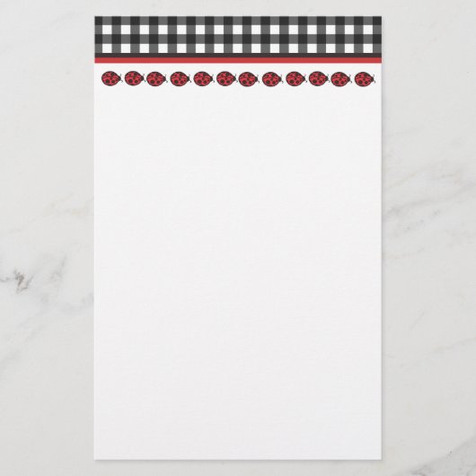 Gingham Ladybug Stationary Briefpapier (Vorderseite)