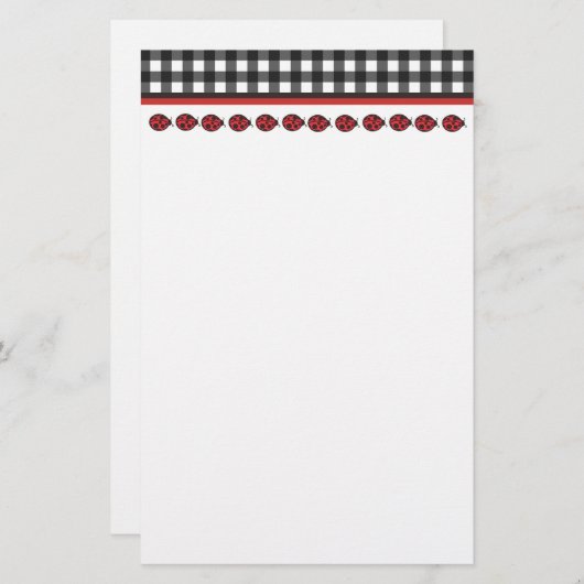 Gingham Ladybug Stationary Briefpapier (Vorne/Hinten)