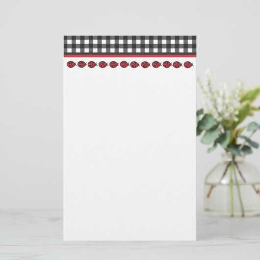 Gingham Ladybug Stationary Briefpapier (Stehend Vorderseite)