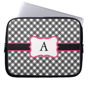 Gingham-Laptop-Hülle mit Monogramm Laptopschutzhülle