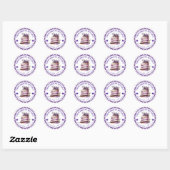 Gingham Lavender Cake Label Runder Aufkleber (Blatt)