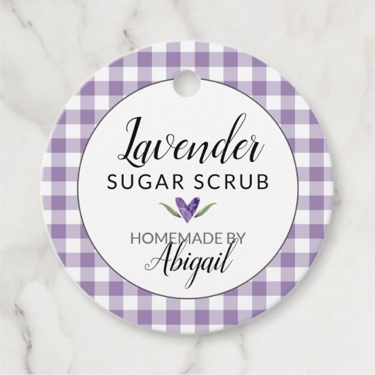Gingham Lavender Sugar Scrub (mit Inhaltsstoffen) Geschenkanhänger (Vorderseite)