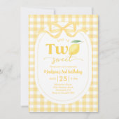 Gingham Lemon Themed 2. Geburtstag Einladung (Vorderseite)