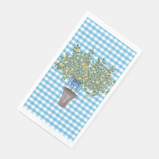 Gingham Lemons Lemon Tree Napkins Napkin Serviette (Ecke)