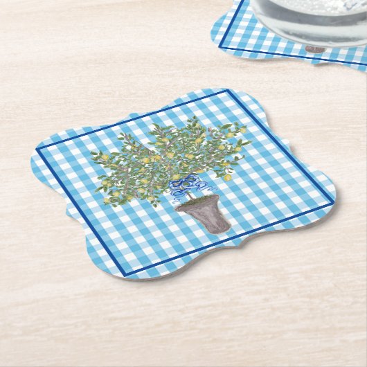 Gingham Lemons Lemon Tree Napkins Untersetzer (angewinkelt)