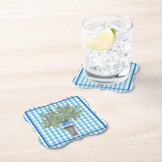 Gingham Lemons Lemon Tree Napkins Untersetzer (Vor Ort)