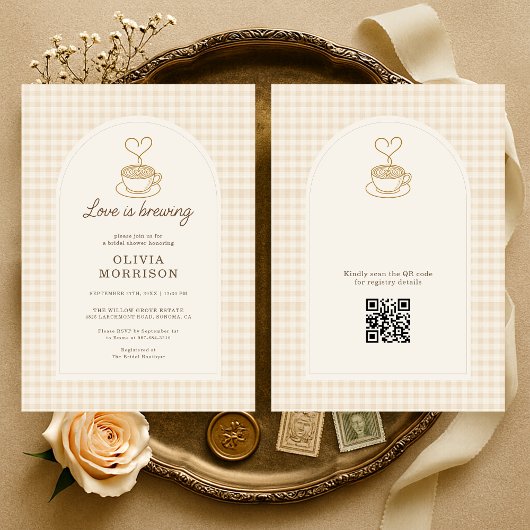Gingham-Liebe-brautjunggesellinnenabschied QR-Code Einladung