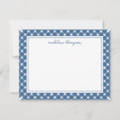 Gingham Light Navy Blue Border Mitteilungskarte (Vorderseite)