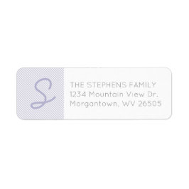 Gingham lila Erstgeburtsdusche Rücksendeadresse