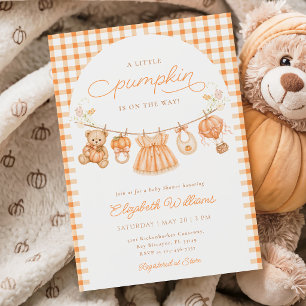 Gingham Little Pumpkin Baby Shower Einladung