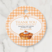 Gingham Little Süsse Pie Baby Dusche Runde Geschenkanhänger (Vorderseite)